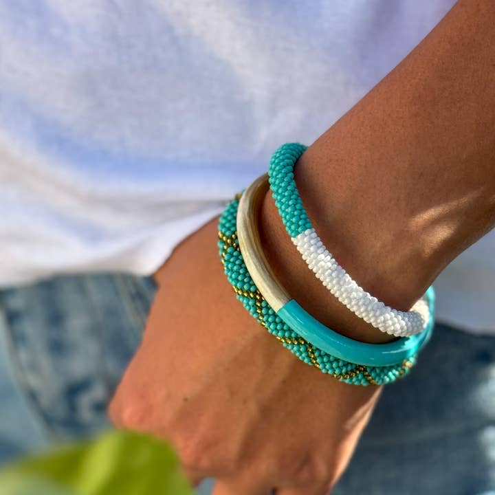 Glass Bead Crochet Bracelet | E25 | Handmade in Nepal