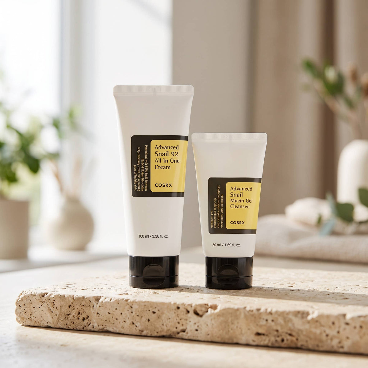COSRX Advanced Snail 92 Duo Kit, gelrens og gelkrem med sneglemucin