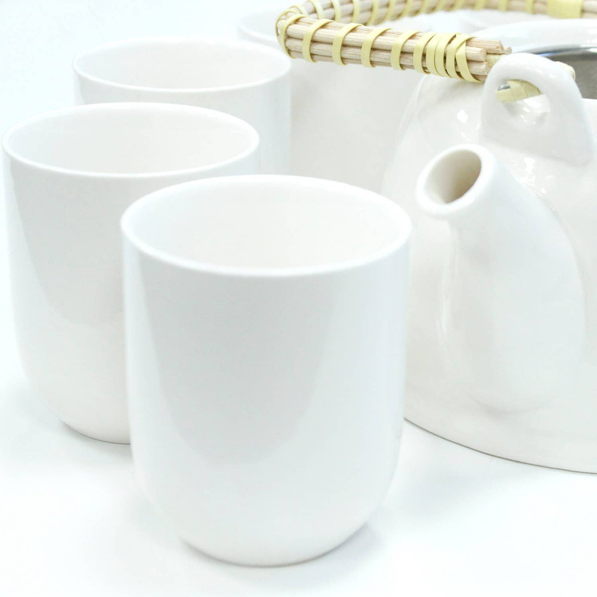 Classic White Herbal Teapot Set, tekannesett i hvit keramikk