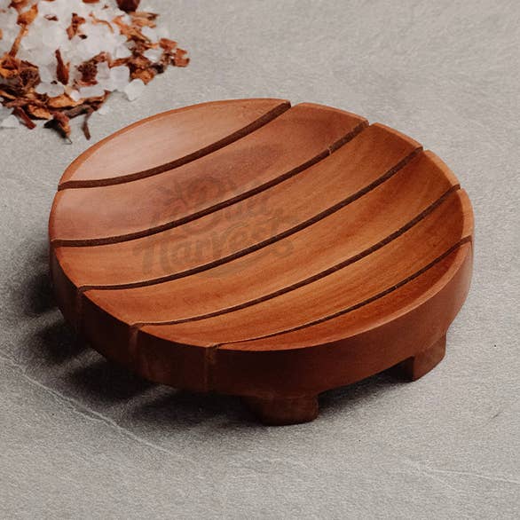 Handcrafted Round Wooden Soap Dish – Reclaimed Sapodilla Wood