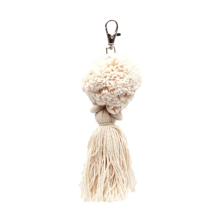 Pompom Keychain | White | Soft Cotton | Made in Indonesia