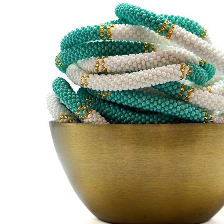 Glass Bead Crochet Bracelet | E63 | Handmade in Nepal