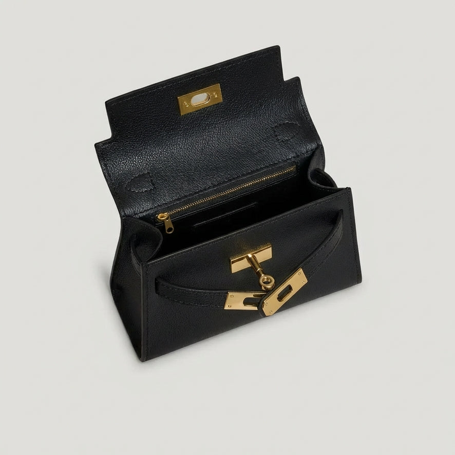 Saffiano Calfskin Mini Handbag | Turn-Lock Closure | Adjustable Strap | Handcrafted in Italy | Nanabags