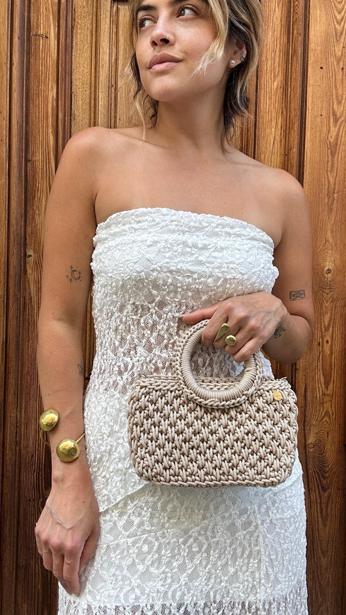 Agadir Mini Handbag | Handwoven Nautical Cord | Circular Handles | Handcrafted in Morocco
