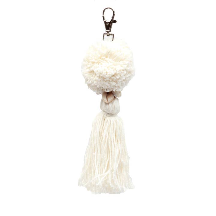 Pompom Keychain | White | Soft Cotton | Made in Indonesia