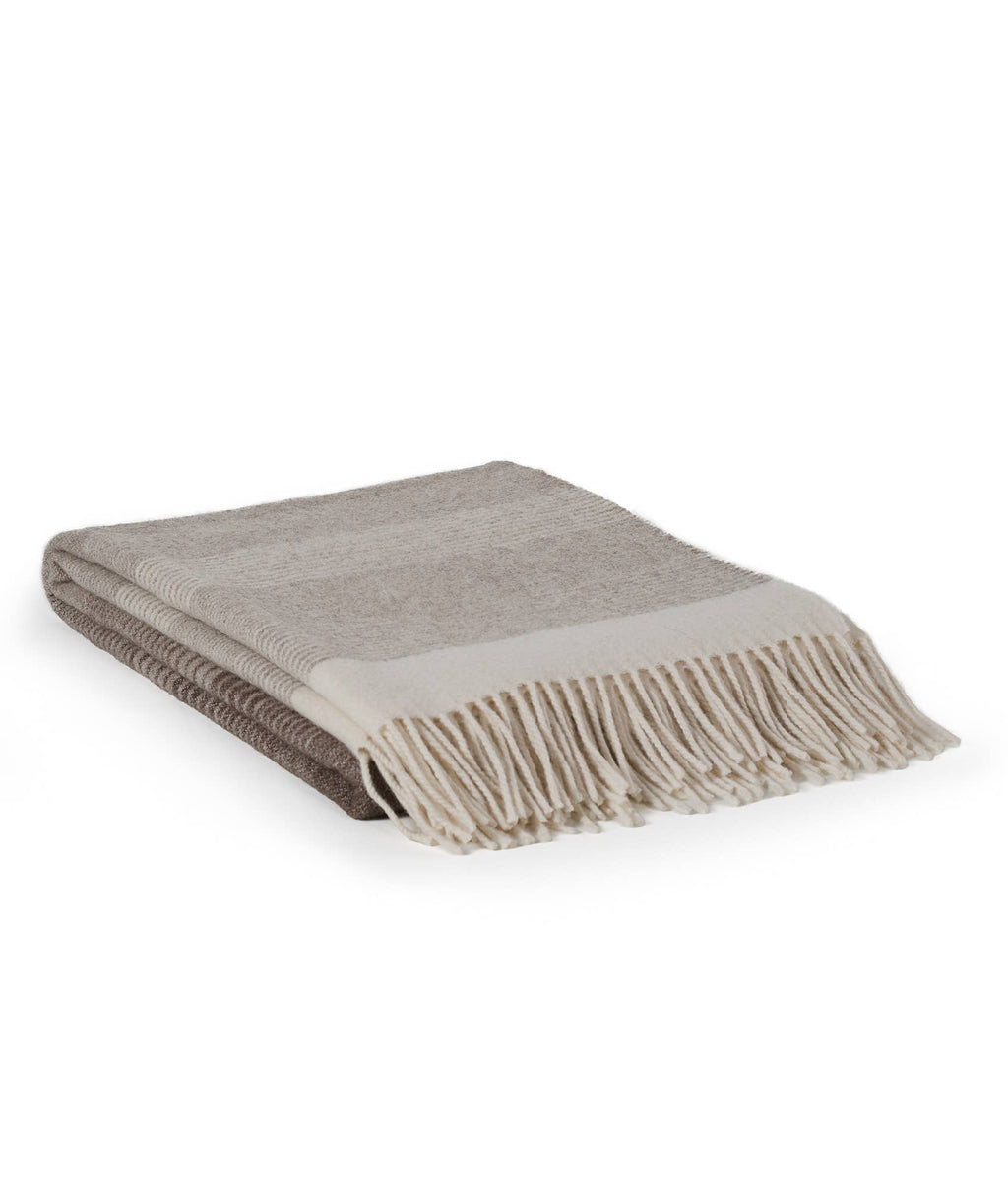 Undyed Mongolian Wool Throw Blanket Gobi, pledd i ufarget mongolsk ull, 140 × 200 cm