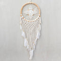 Bali Harvest Mandala Dream Catcher | Rattan, Cotton & Goose Feathers | Large | Handmade in Bali