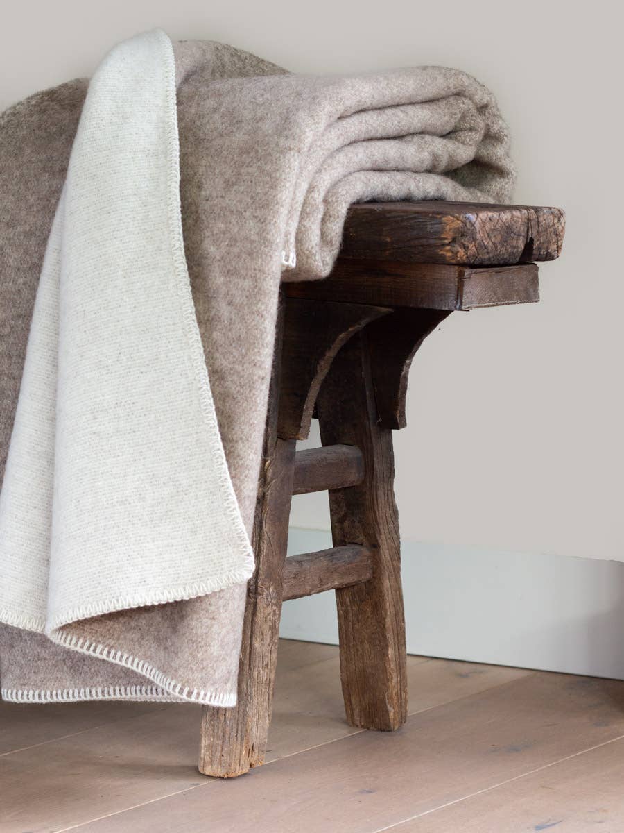 Wool Bed Blanket Eco Fossil – ullpledd 200 x 140 cm