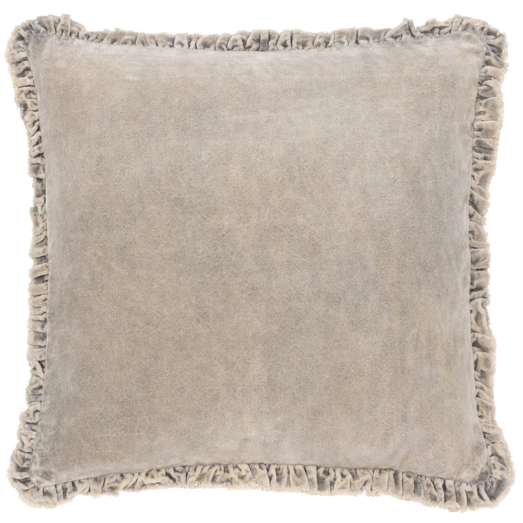 Bertie pute i vasket bomullsvelur, Taupe, 45 × 45 cm