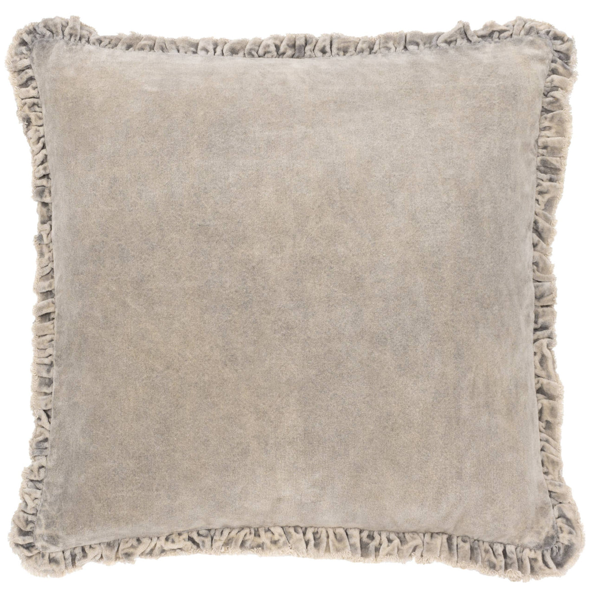 Bertie pute i vasket bomullsvelur, Taupe, 45 × 45 cm