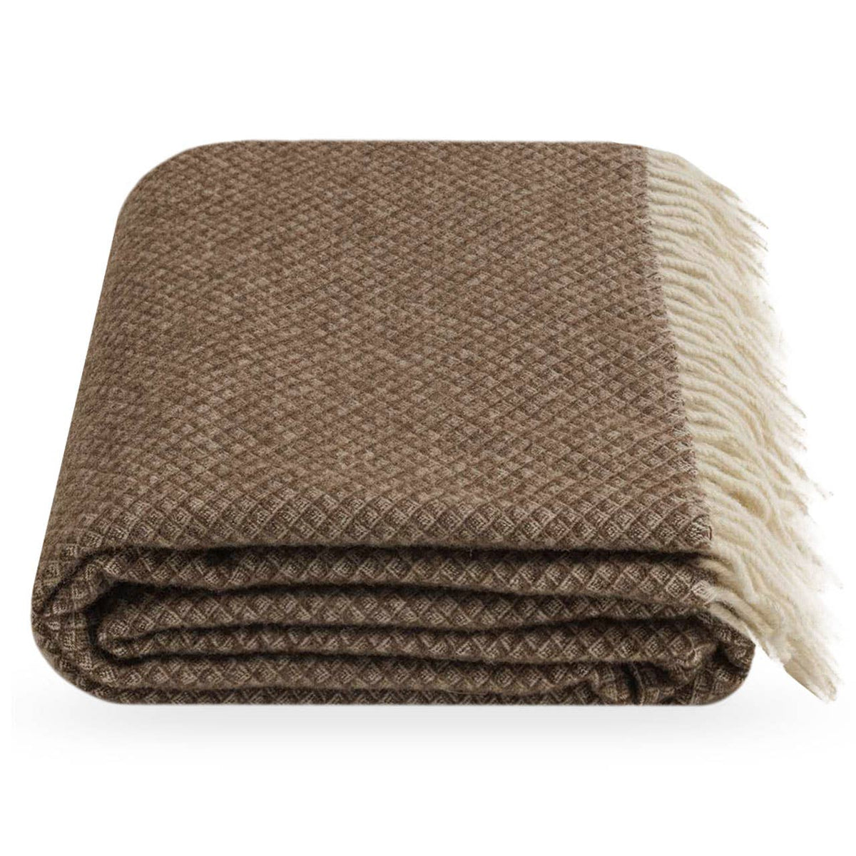 Undyed Mongolian Wool Throw Blanket Selenge, pledd i ufarget mongolsk ull, 140 × 200 cm