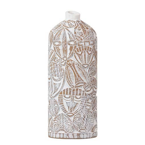 Gold & White Resin Vase | 37cm