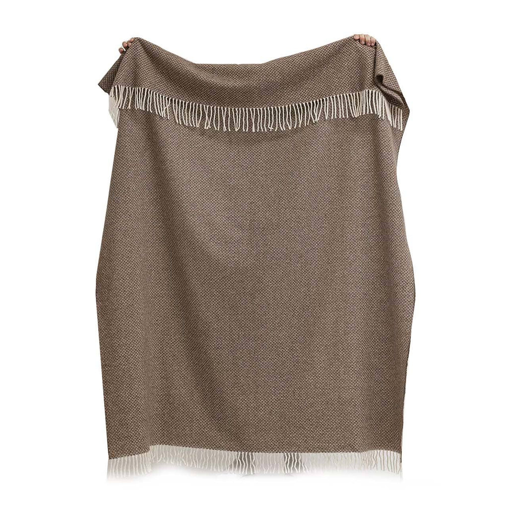 Undyed Mongolian Wool Throw Blanket Selenge, pledd i ufarget mongolsk ull, 140 × 200 cm