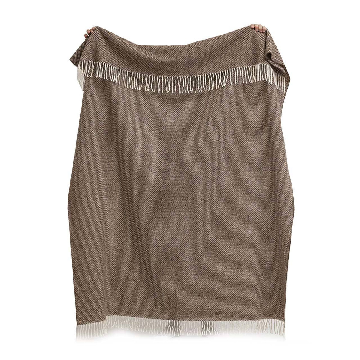 Undyed Mongolian Wool Throw Blanket Selenge, pledd i ufarget mongolsk ull, 140 × 200 cm