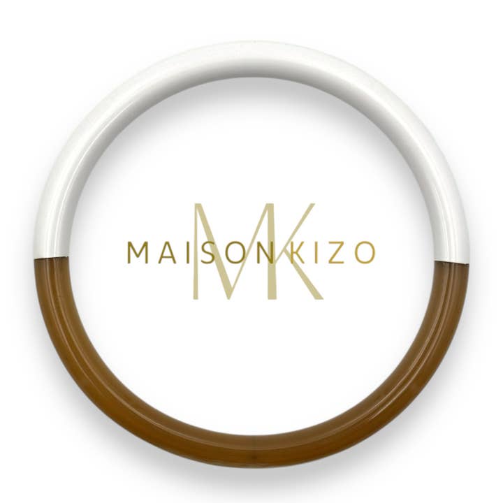 Lacquered Buffalo Horn Bangle | White & Brown | Handmade in Vietnam
