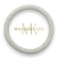 Maison Kizo Pearl White Glass Bead Bracelet | Hand-Crocheted in Nepal | Designed in France