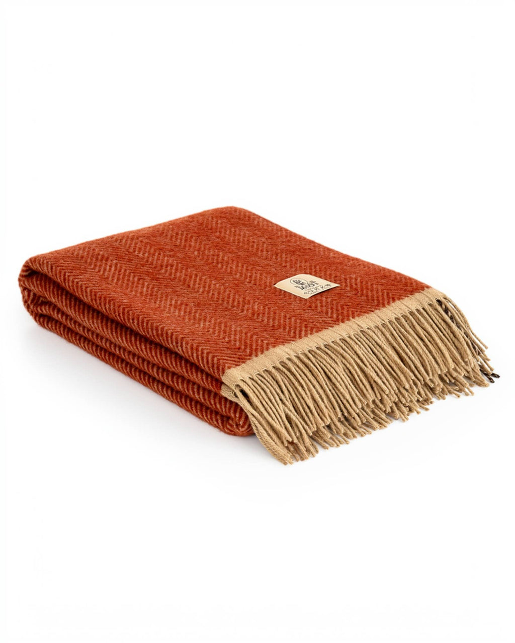 Wool Throw Blanket Denver Terra Dark, ullpledd med sikksakkmønster, 140 × 200 cm