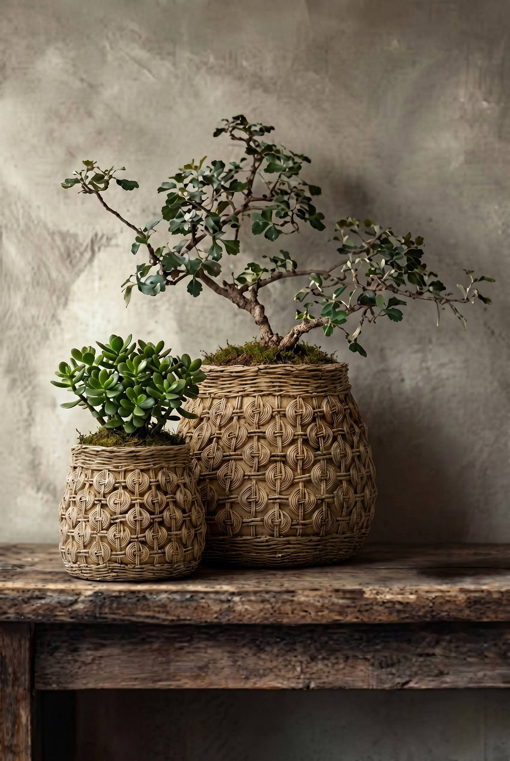 The Knot Concrete Planter – Natural, stor betongpotte med knutemønster, L