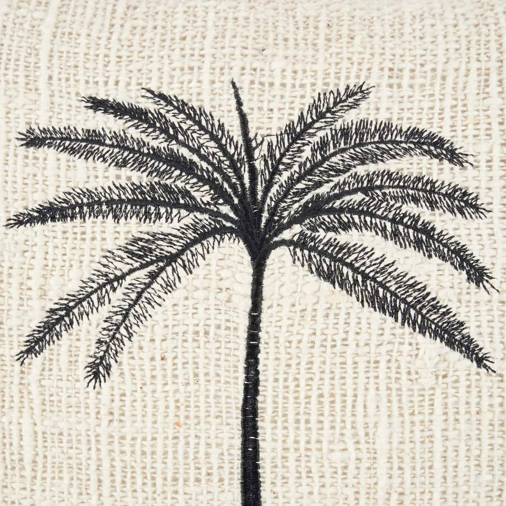 The Gili Palm putetrekk i bomull, Natural Black, 50 × 50 cm