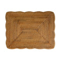 Rectangular Scallop Rattan Placemat | Brown | 40 × 30 cm | Handwoven in Bali