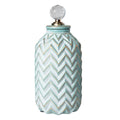 Green Ceramic Relief Vase | 14 × 14 × 32 cm