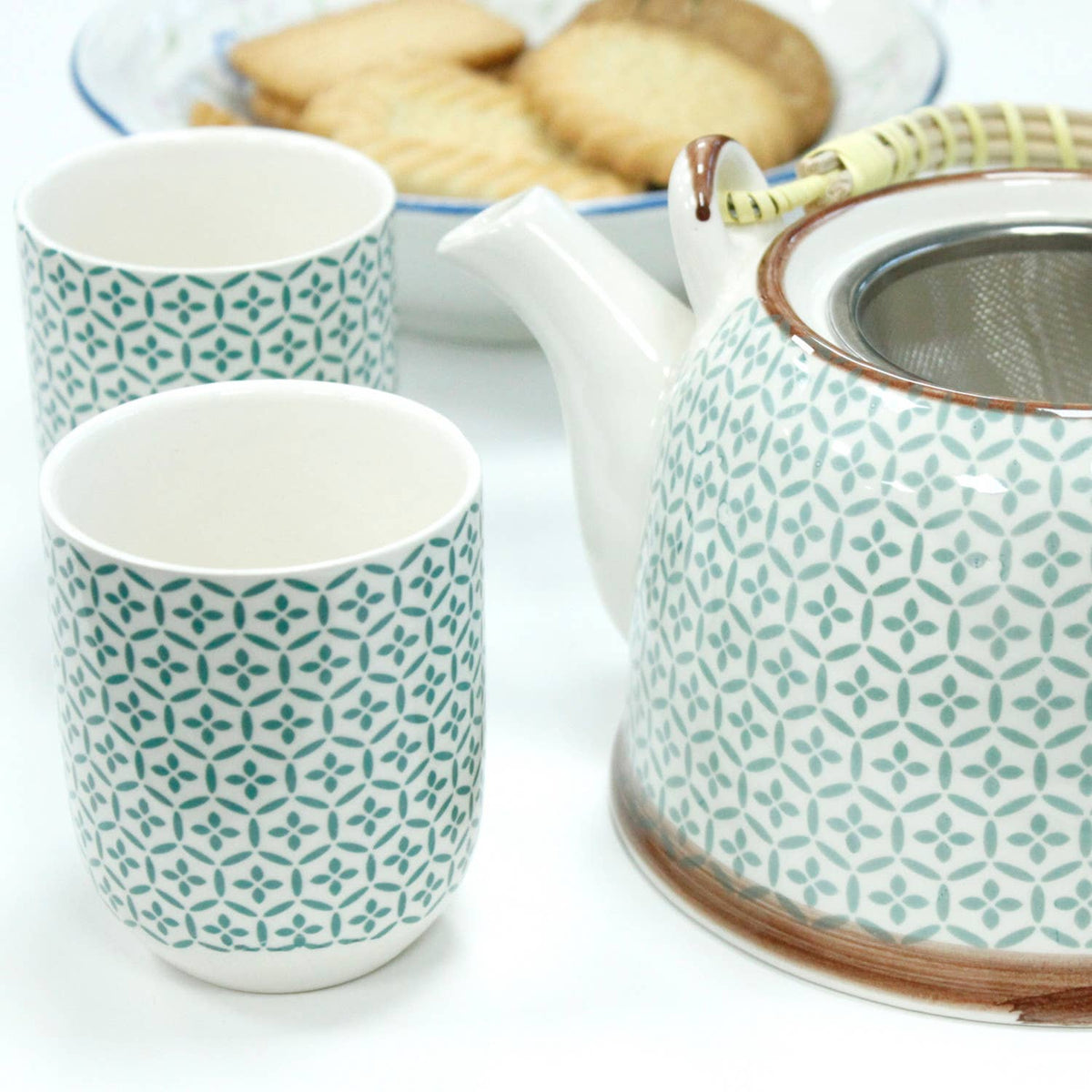 Herbal Tea Set Green Mosaic, tekannesett i keramikk